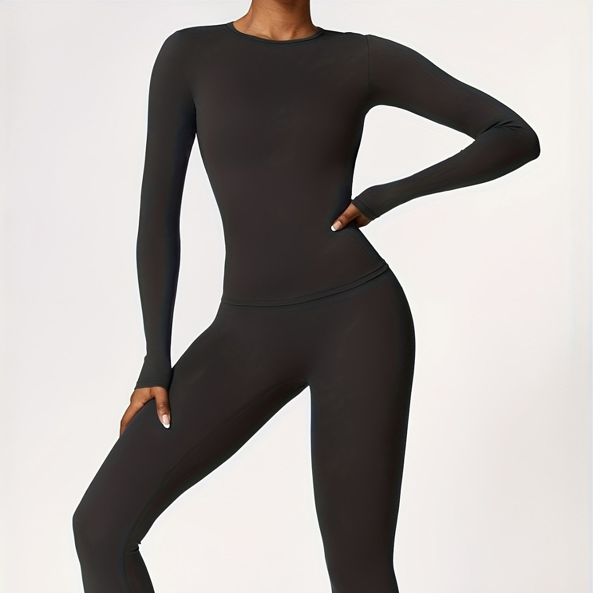 Winter Clothing Usa - Setelan yoga ketat lengan panjang untuk