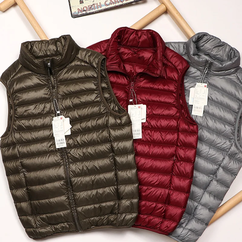 Down Vest Ultralight - Rompi bebek pria, mantel tanpa lengan