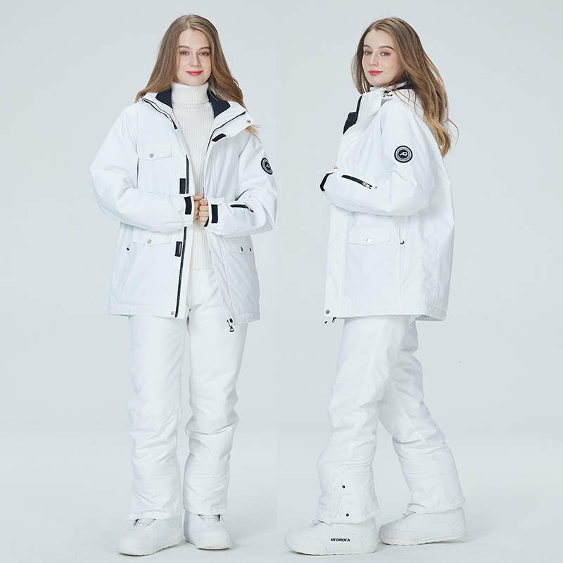 Ski Pants Waterproof - Setelan Ski putih murni 10K untuk