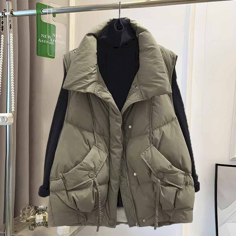 Down Vest Ultralight - Rompi Sutra Korea untuk Wanita, Mantel
