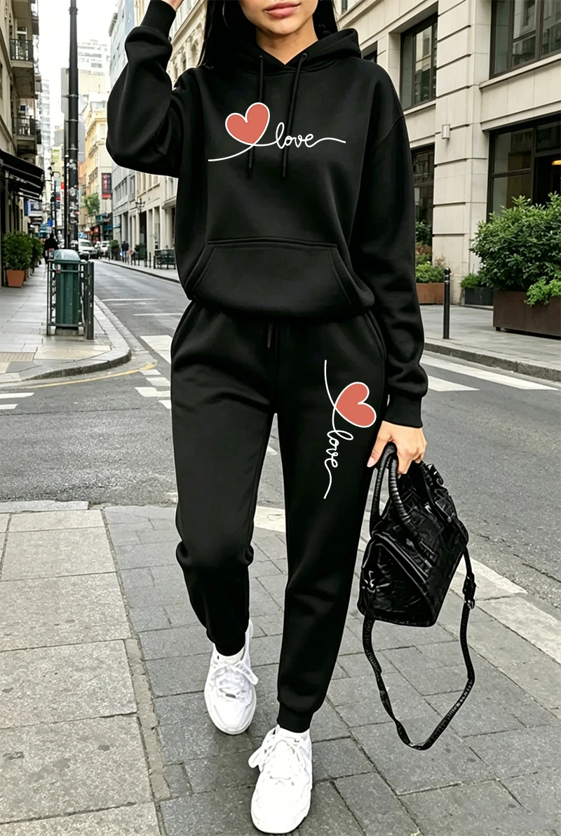 Winter Clothing Usa - Setelan Olahraga Wanita Motif Cetak Kasual