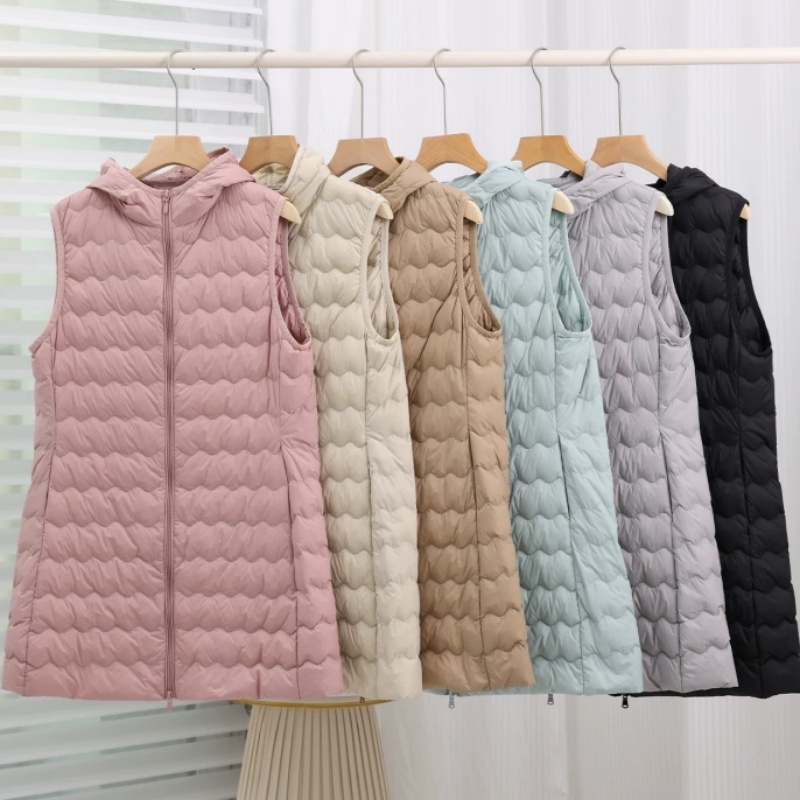 Down Vest Ultralight - Rompi Jaket Tanpa Lengan Berkerudung Musim